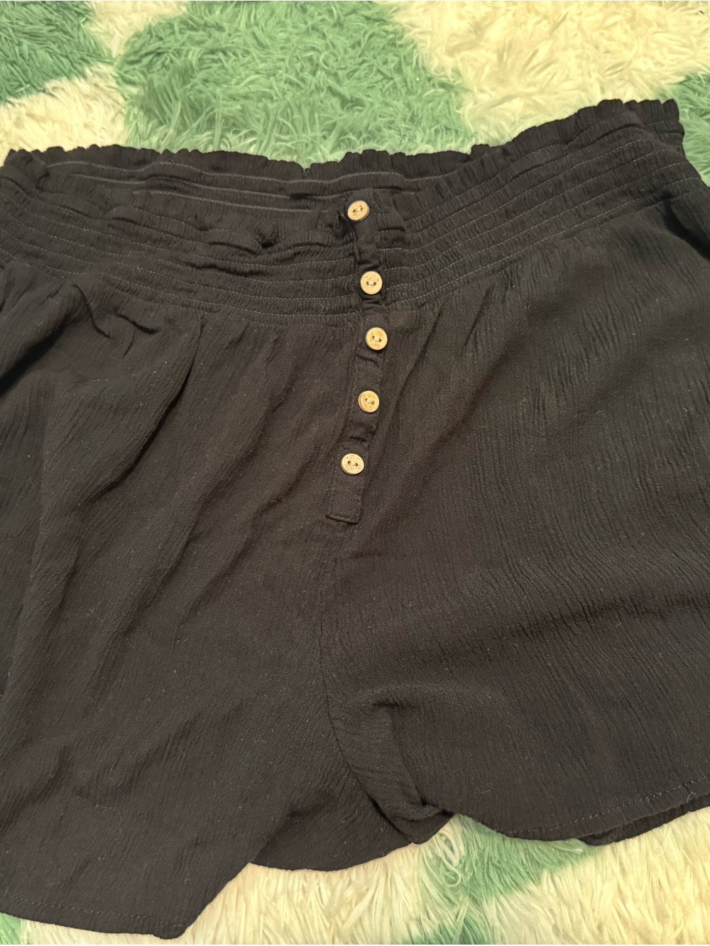SO Black High-Waist Button-Front Elastic Shorts